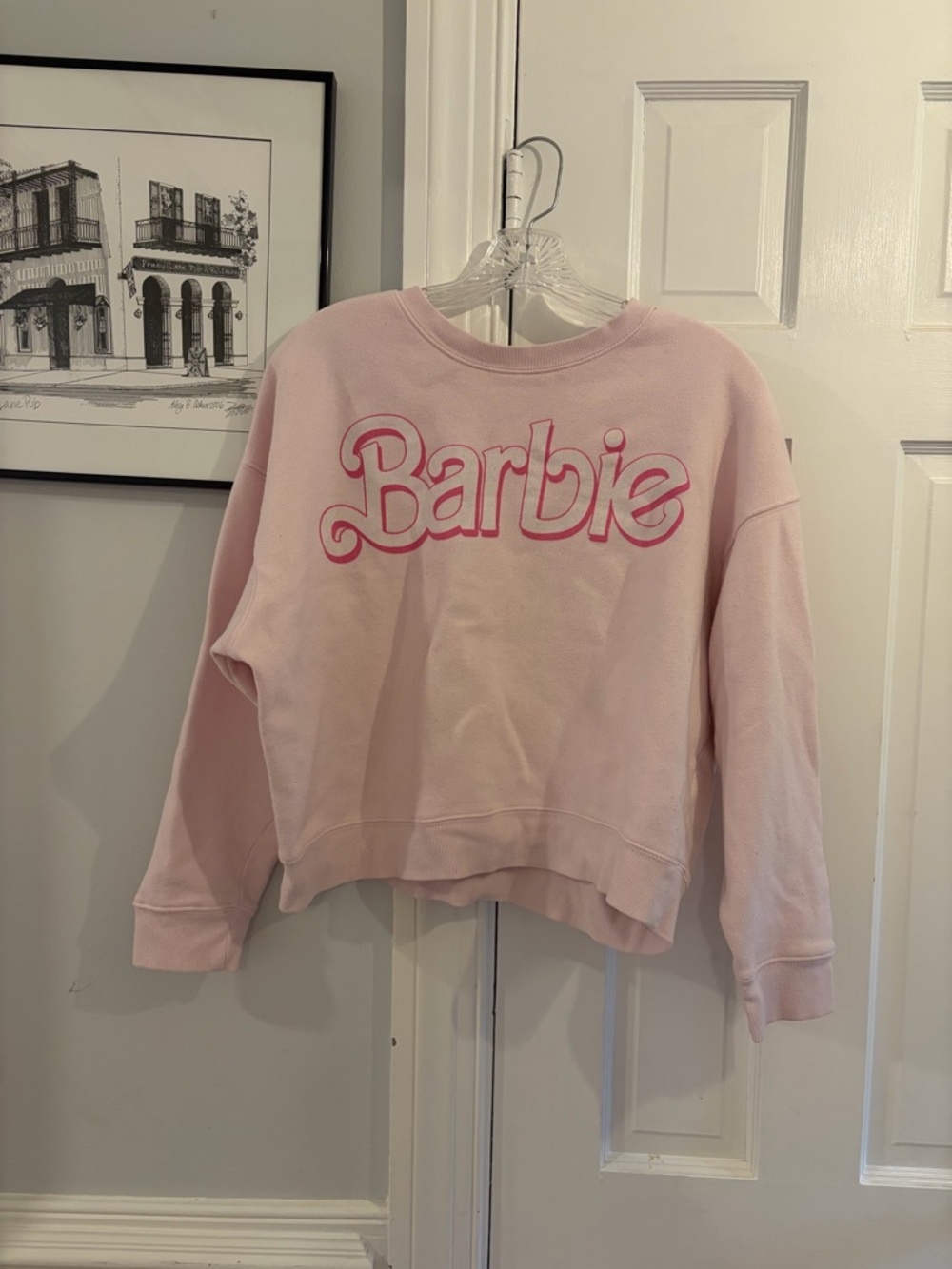 Barbie Light Pink Logo Sweatshirt - Women's Crewneck Pullover